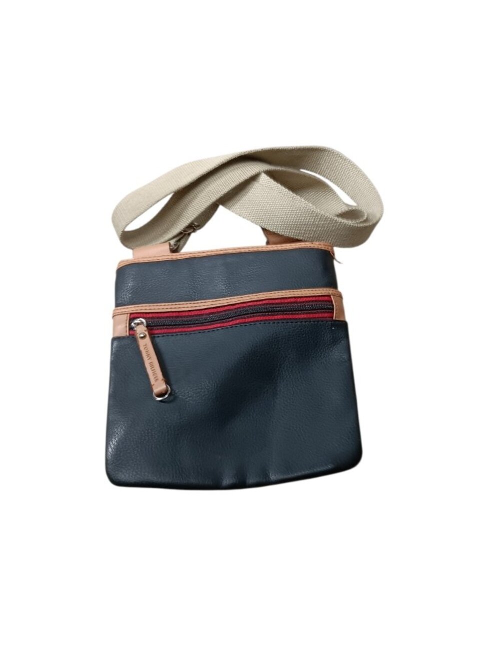 Tommy Hilfiger Preppy Crossbody Purse Messenger Bag Pebbled Leather